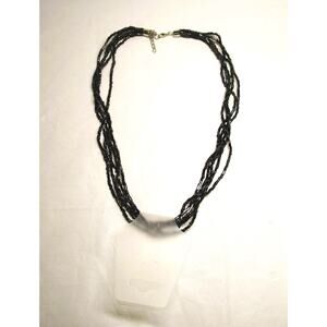 Avon Fashion Jewelry Black Layered Acrylic Necklace 16 Inches Silver Hook Clasp